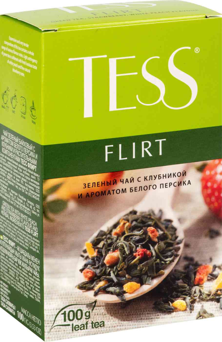 Чай зелёный Tess Flirt с клубникой и ароматом белого Персика