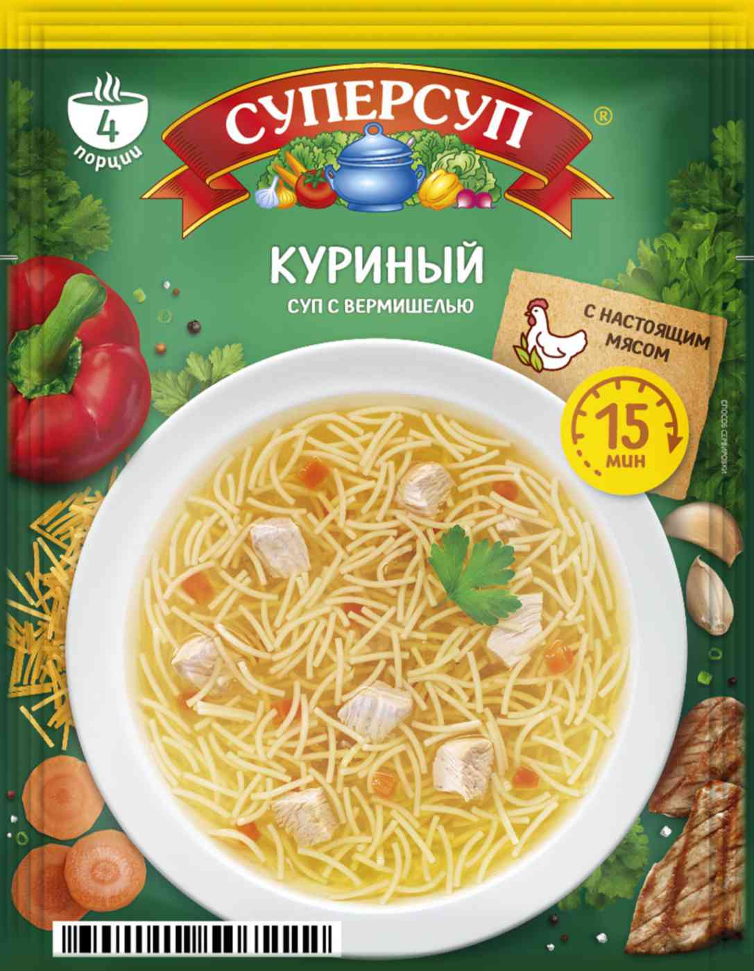 Суп куриный Суперсуп с настоящим мясом