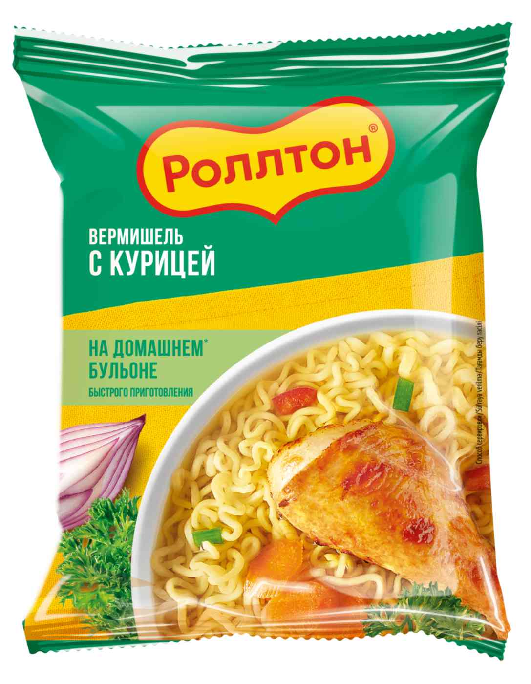 Вермишель Роллтон на домашнем бульоне с курицей