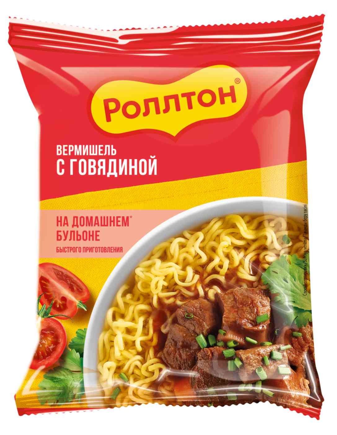 Вермишель Роллтон на домашнем бульоне с говядиной