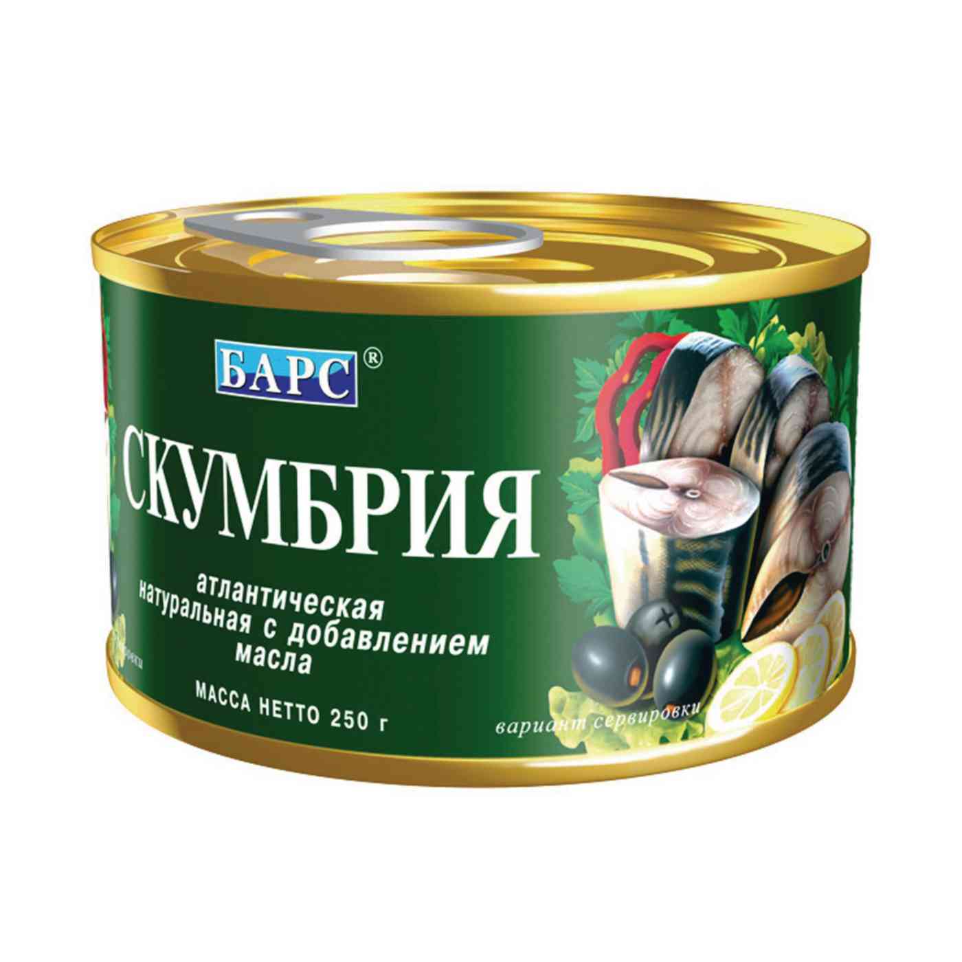Скумбрия атлантическая натуральная Барс с добавлением масла