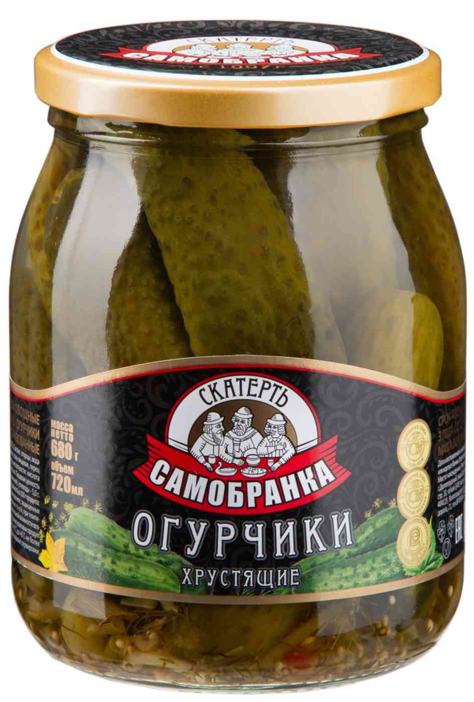 Огурчики маринованные Скатерть-Самобранка хрустящие
