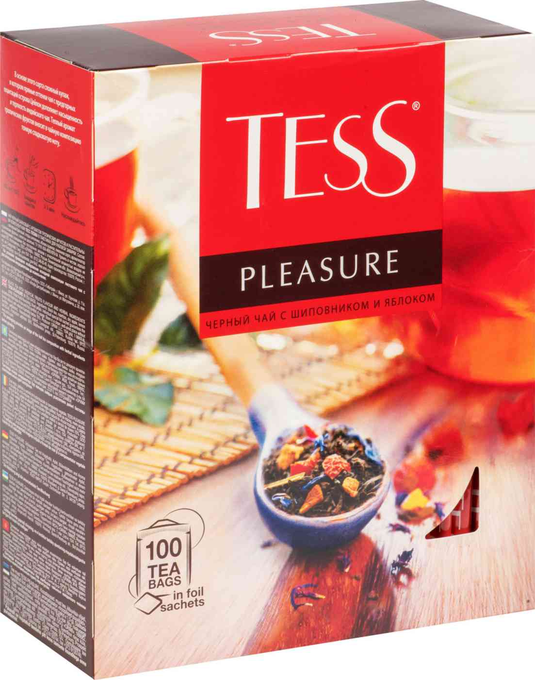 Чай чёрный Tess Pleasure с шиповником и яблоком