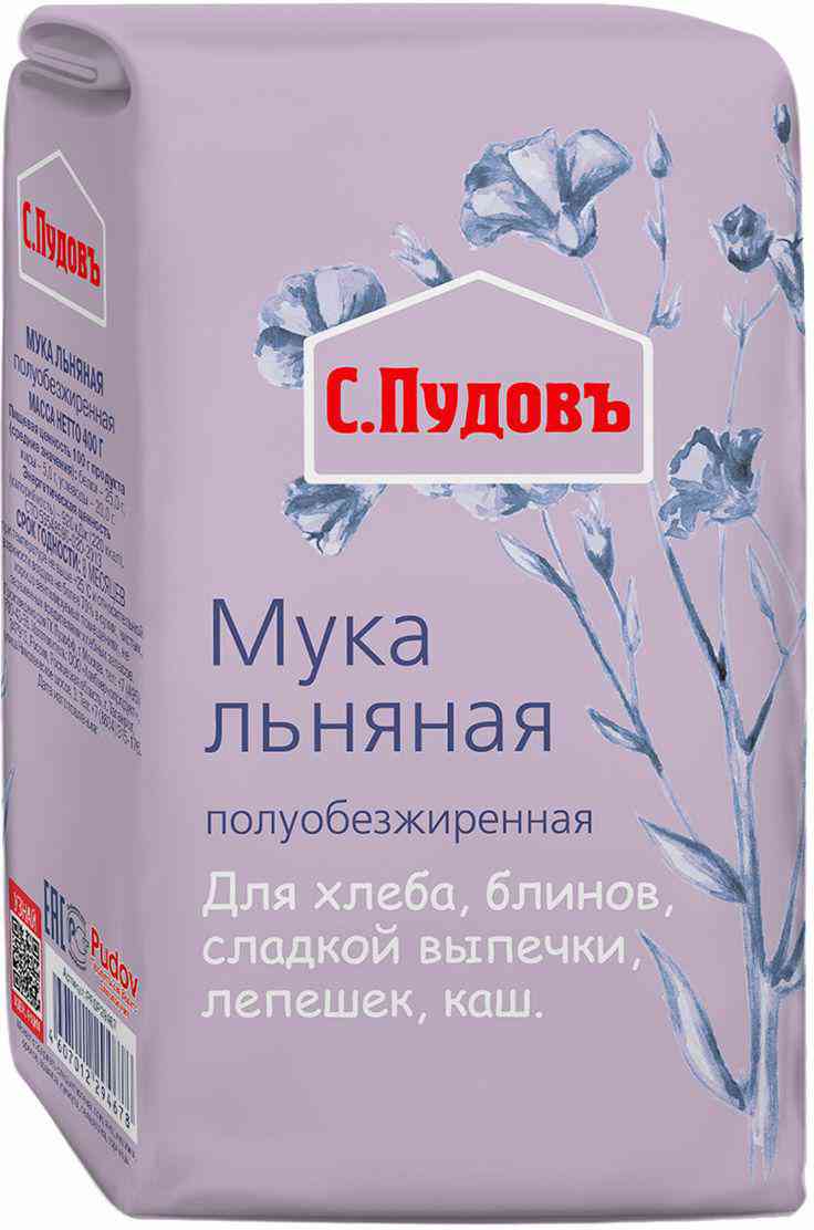 Мука льняная С. Пудовъ полуобезжиренная