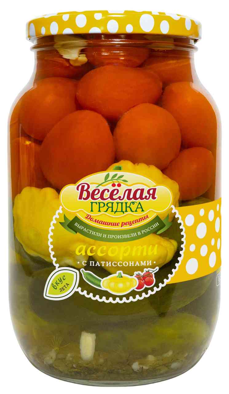 Ассорти маринованное консервированное Весёлая грядка с патиссонами
