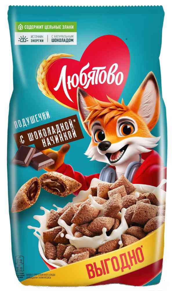 Готовый завтрак Любятово Подушечки с шоколадной начинкой