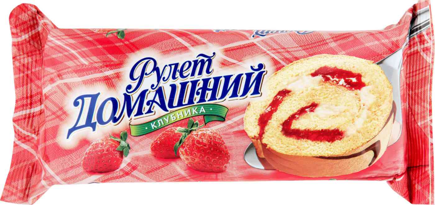 Рулет бисквитный Домашний Клубника
