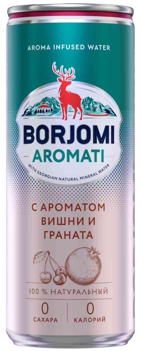 Напиток Borjomi Flavored Water с ароматами Вишни и граната сильногазированный