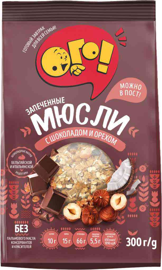 Мюсли запечённые Ого! с шоколадом и орехом