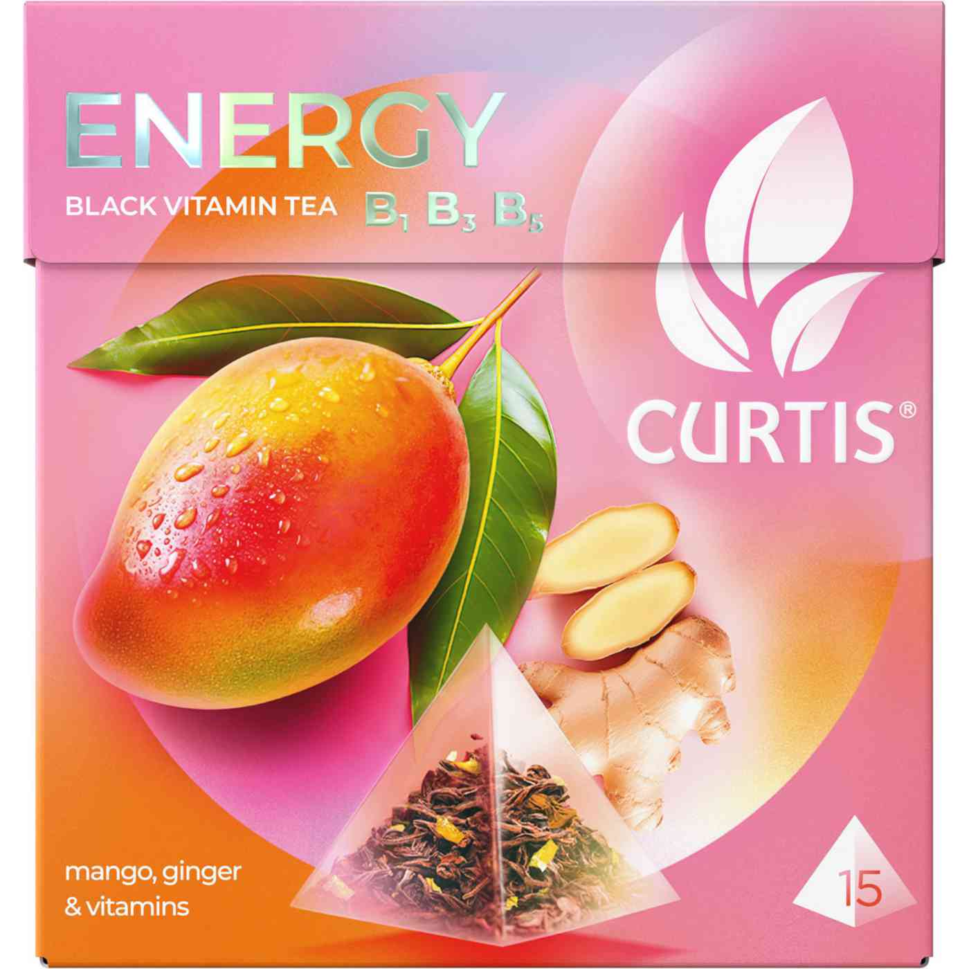 Чай чёрный Curtis Energy Имбирь-манго + витамины В1, В3, В5