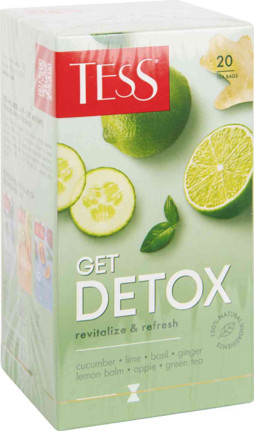 Чай зелёный Tess Get Detox с ароматом Лайма и Огурца