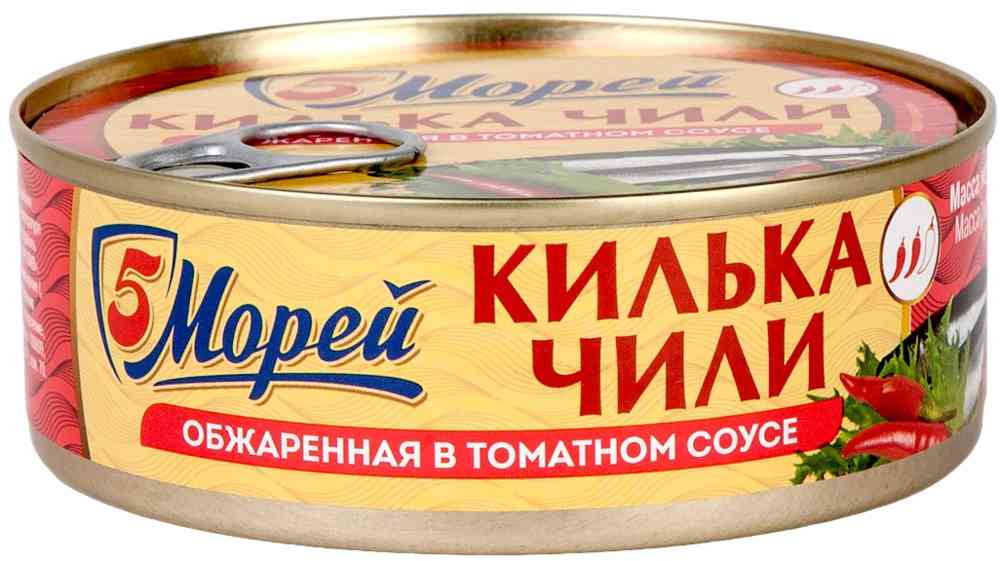 Килька каспийская обжаренная 5 Морей с чили в томатном соусе