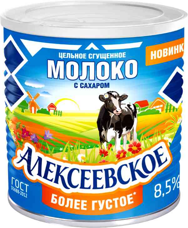 Молоко сгущённое цельное Алексеевское с сахаром 8,5%