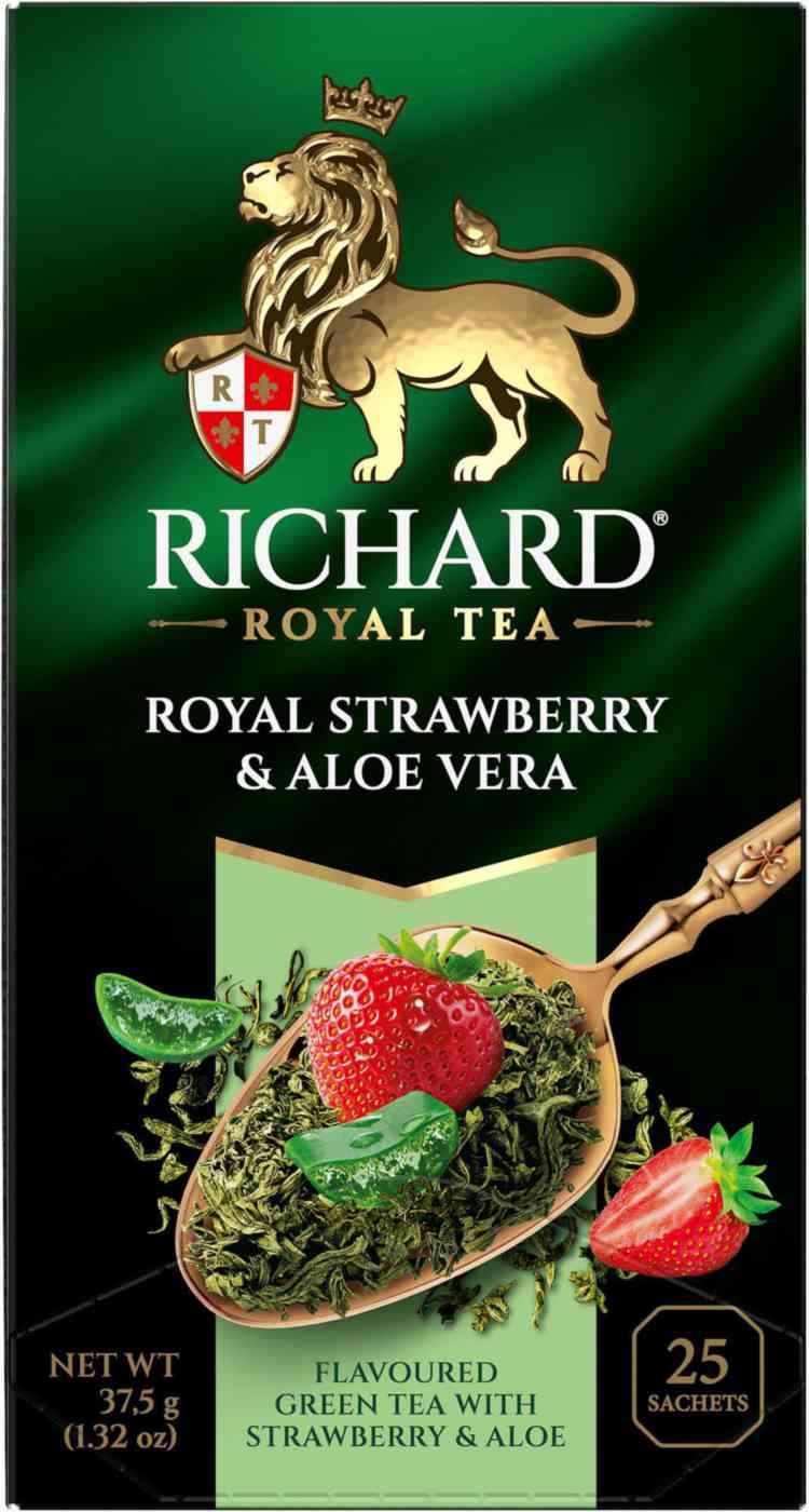 Чай зеленый Richard с натуральными кусочками клубники и алоэ