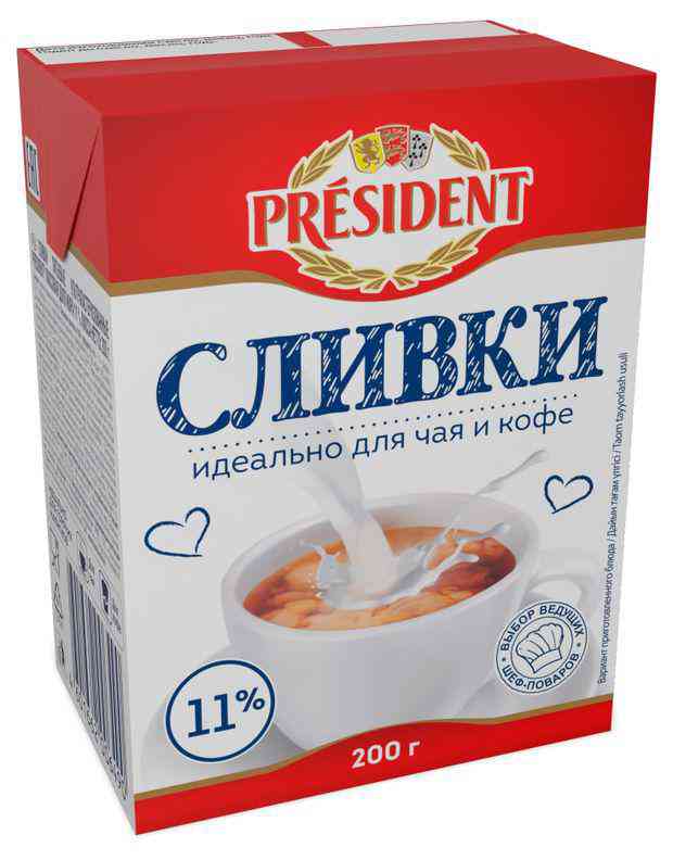 Сливки ультрапастеризованные President 11%