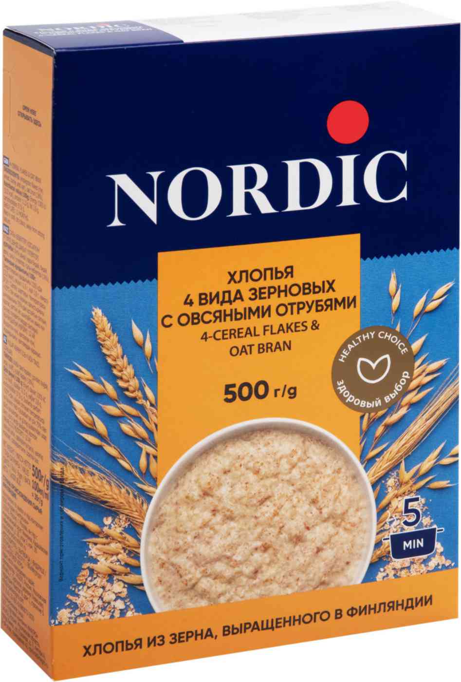 Хлопья 4 вида зерновых Nordic с овсяными отрубями