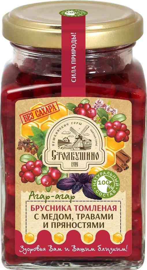 Брусника томленая Столбушино с медом, травами и пряностями, без сахара