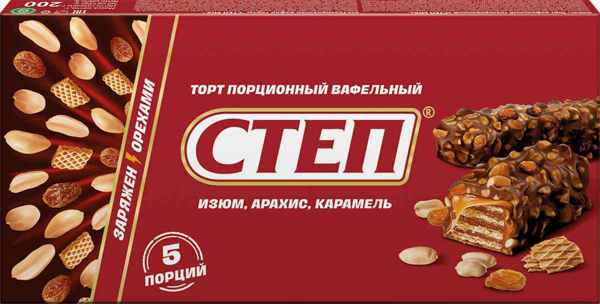 Торт вафельный Степ изюм-арахис-карамель