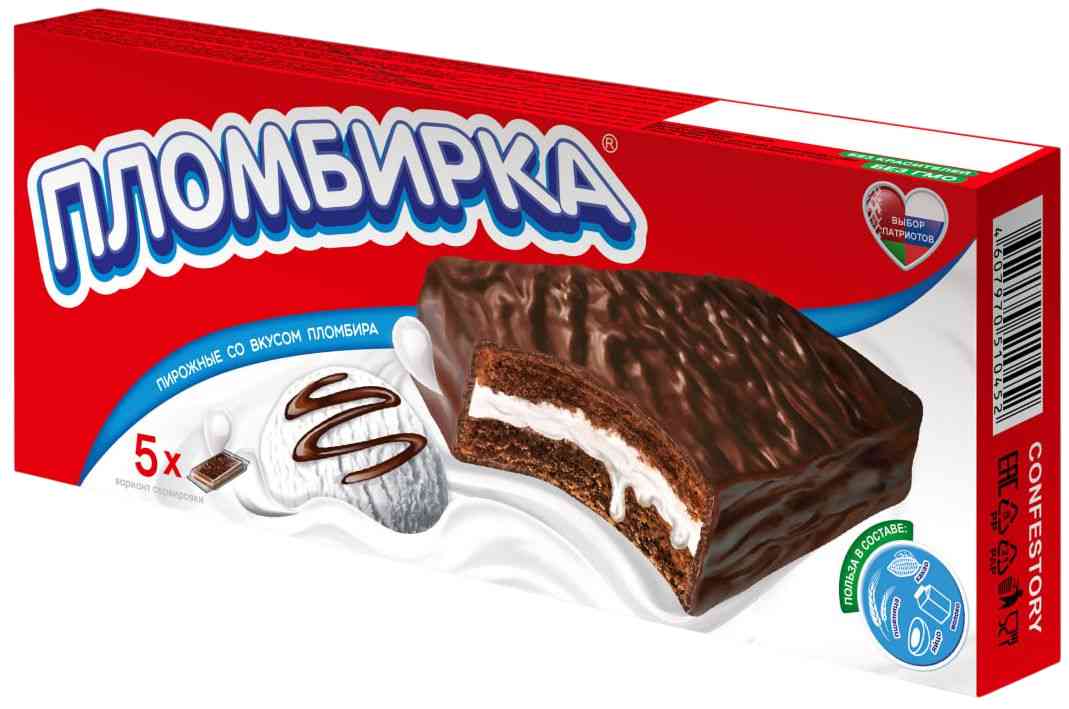 Пирожное бисквитное Confestory с пломбирной начинкой