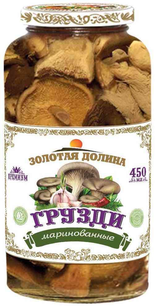 Грибы Золотая долина Грузди маринованные