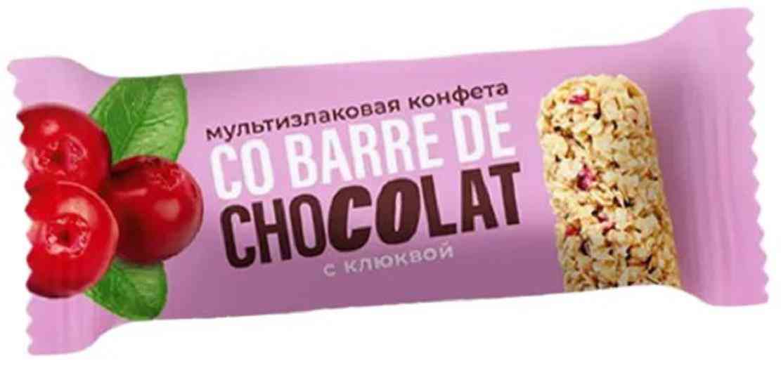 Конфеты Co barre de Chocolat мультизлаковые с клюквой в белой глазури