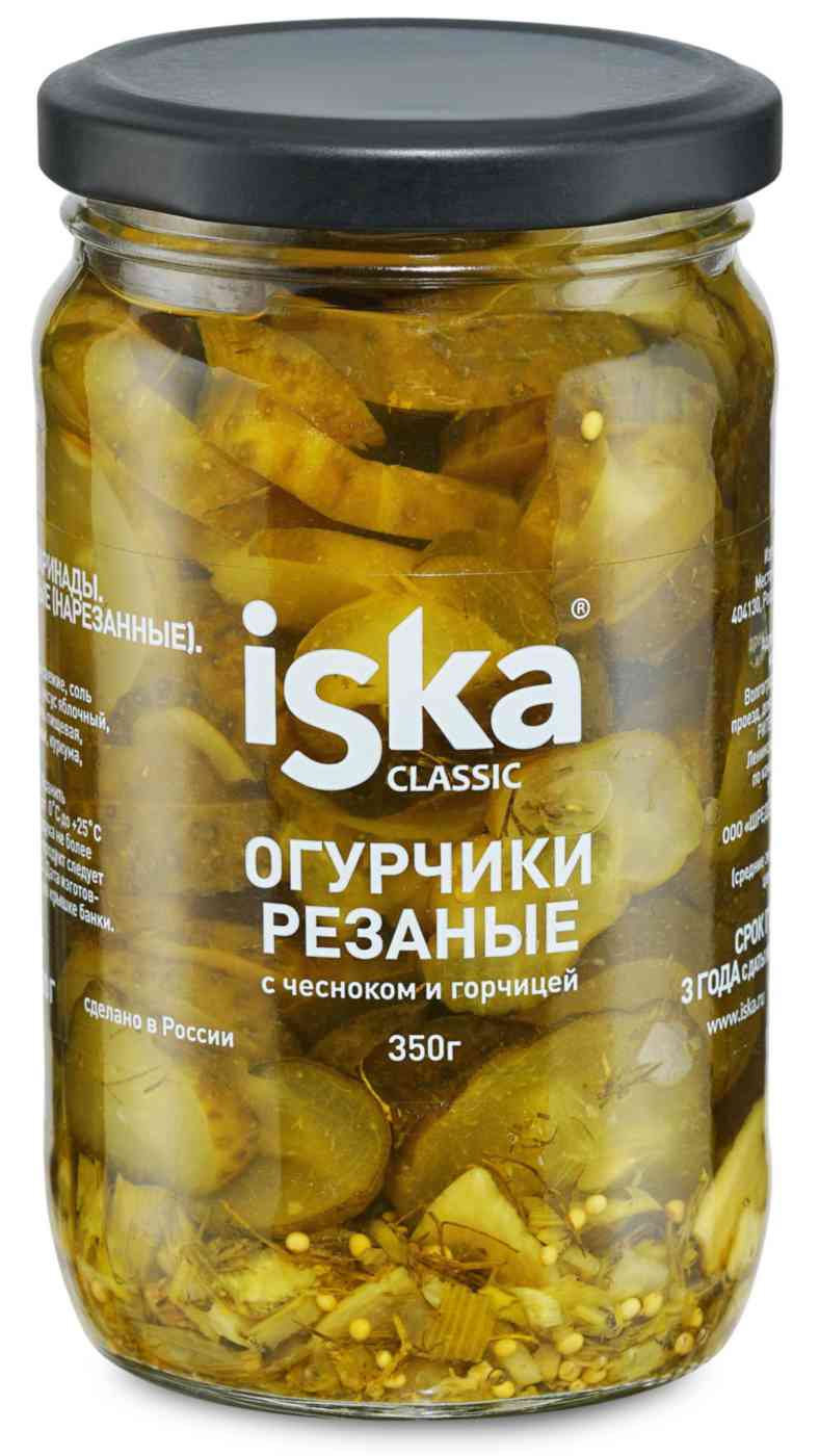 Огурчики резаные Iska с чесноком и горчицей